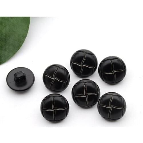 Wholesale 100pcs/lot 15mm plastic Faux imitattion leather button resin button Black color free shipping BT002
