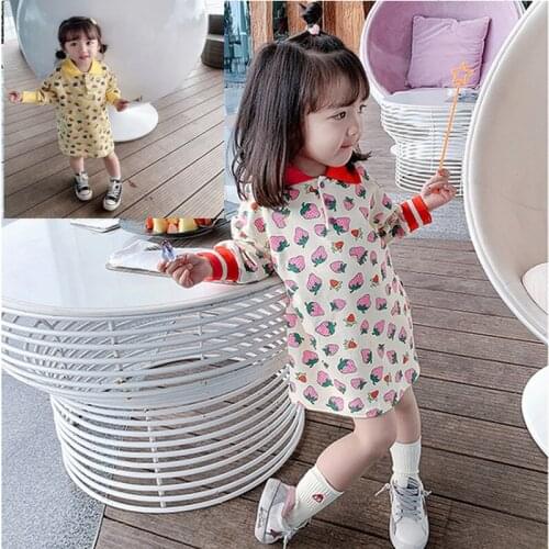 Girls dress Lapel lovely sweater dress spring summer new childrens wear kid clothes