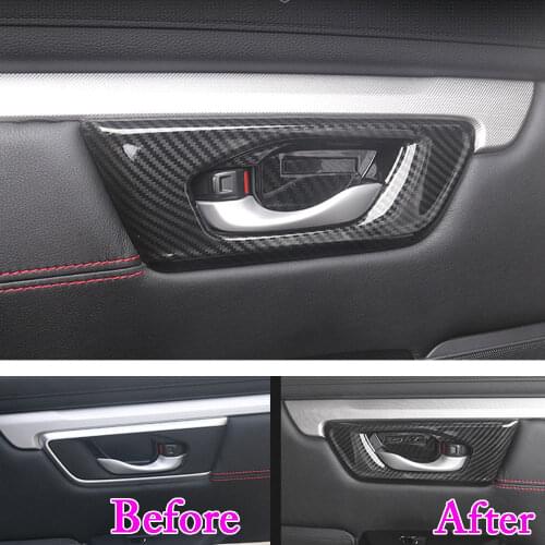 Fit For Honda CRV CR-V 2017 4pcs ABS Carbon Fiber Style Car Inner Door Handle Bowl Cover Trim Decorative Car-styling Accessories