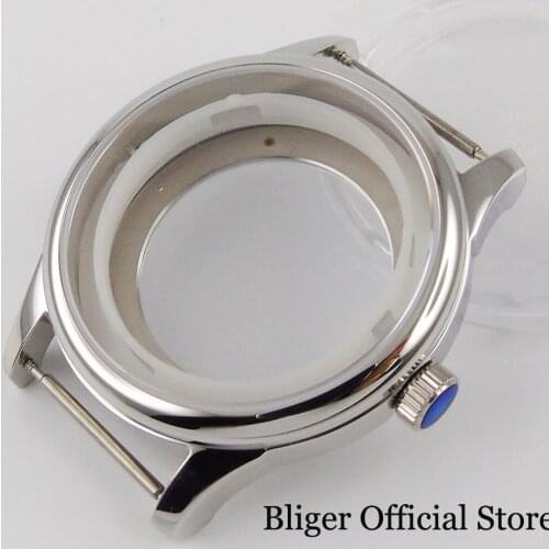 Polished Men Polished 40mm Watch Case Fit ETA 2836 MIYOTA Movemnet Sapphire Glass