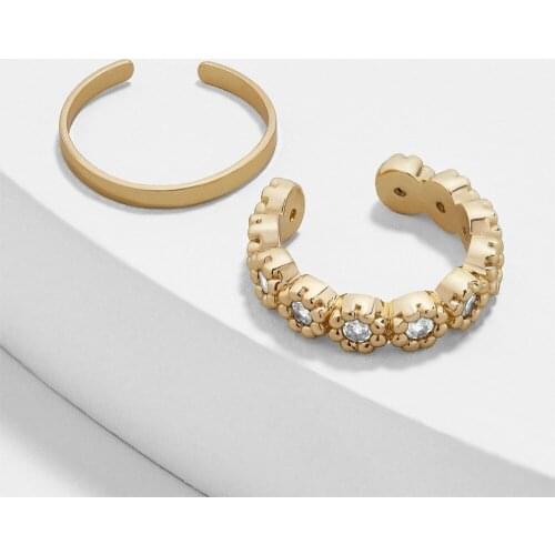 Popular Ear Clip Set Alloy Diamond Set Simple Fashion Ring Earrings for Women