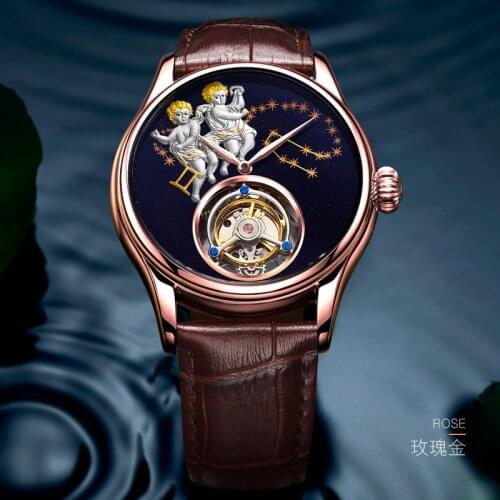 Top 100% Tourbillon Watch automatic mechanical hollow perspective personality peculiar Men Watch Real Tourbillon gift Man Clock