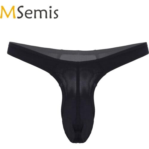 MSemis Men Male Bulge Pouch Thong Low Waist Elastic Waistband T-back G-string Lingerie Pantties Sexy Underwear Underpants