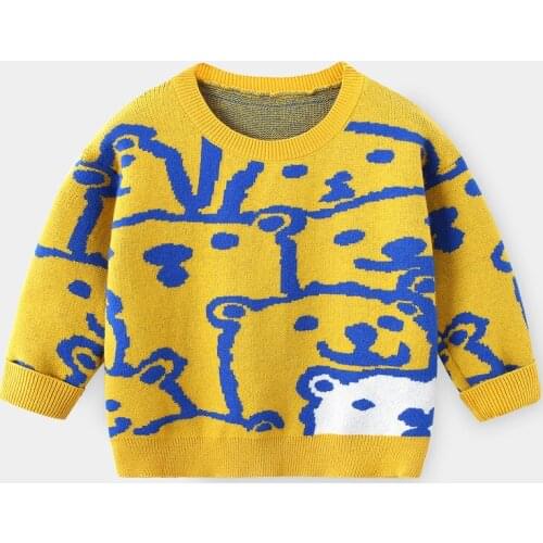 2 3 4 5 6 7 Y Baby Boys Sweaters Korean Casual Childrens Knitted Sweater Cartoon Kids O-Neck New Arrival Tops for Boy Autumn