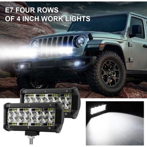 Top 4"7" LED Light Bar Square Flood Light 60W Off Road Lights Fog Light Driving LED Work Light Waterproof for Boat Tractor Truck