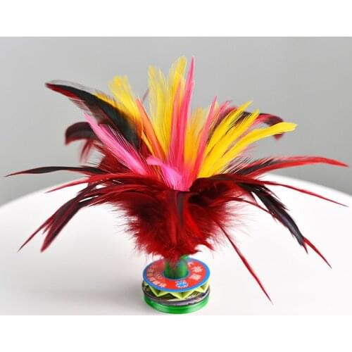 Colorful Feather Shuttlecock China Jianzi Foot Kick Hand wheel Fancy Goose Feather Shuttlecock Fitness entertainment 15