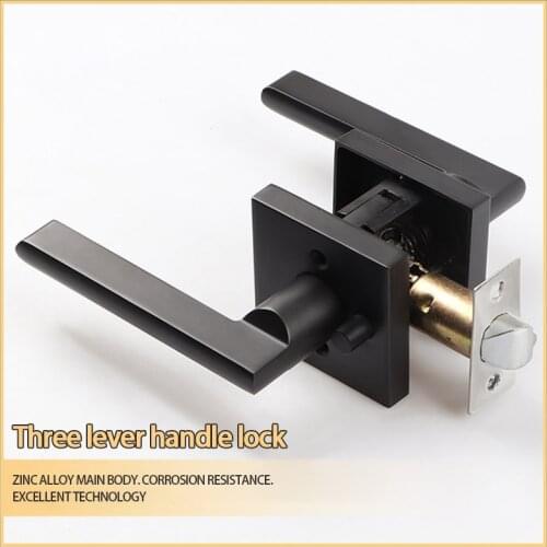 Three-bar Handle Lock Door Handle Lever With Modern Contemporary Slim Square Design Privacy For Home Bedroom Or Bathroom