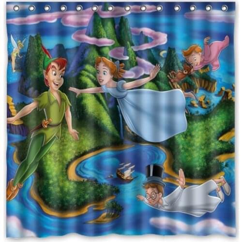 New peter pan Pattern Showerproof Polyester Bath Curtains High Quality Waterproof Shower Curtain Bathroom Decor 71*71 inch