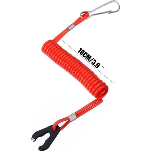 Mayitr 1pc Safety Lanyard Tether Red Plastic Boat Motor Kill Stop Switch Key Rope for Yamaha Outboard Honda