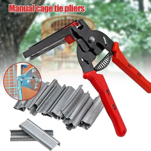 Clamp Hogs Ring Pliers Tools Fasten Wire Fencing Fence Repair Hand Tools Binding Fixing Plier With 600pcs Nails For Home Repair