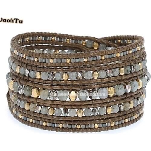 Seed bead mix labradorite bead bangle woman