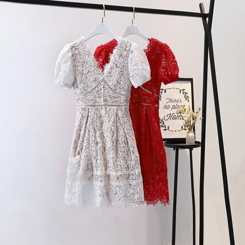 2021 New Self Portrait Dress Spring Summer High Quality Lace Dress Women Sexy Flower Hollow Out Short Party Dress Vestidos