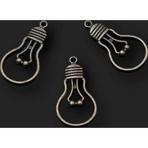 10pcs antique bronze color retro light bulb charm bracelet earrings DIY metal jewelry alloy pendants A1144