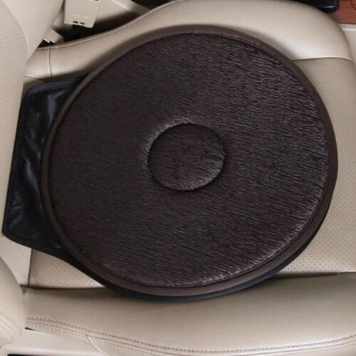 2pcs non-slip Car Seat Revolving Rotating Cushion Swivel Foam Mobility Aid seat cushion in chair Tie On Pad Dark brown massage