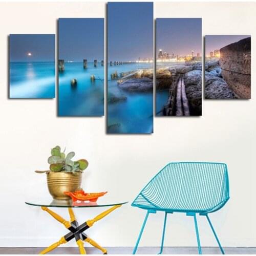 5D DIY Diamond Embroidery Night sea Pictures Living Room Decoration Full Square DMC Patterns Rhinestone Needlework Painting 5pcs