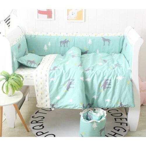 6/9PCS Elk Crib bedding Baby bedding set Cushion Safety Protector kit berço 100% cotton baby blanket sheet whole set