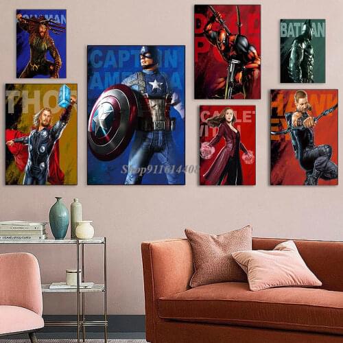 Watercolor Posters Deadpool Captain America Canvas Painting Wall Art Prints Pictures for Bedroom Wall Home Decor Marvel Avengers