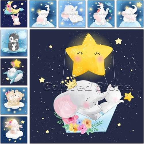 New Diamond painting Cartoon Animals Elephant Penguin Whale Bear Rabbit 5D DIY Full Square Drill embroidery mosaic Drawing 1180