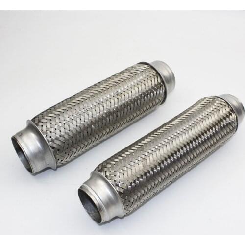 Car Exhaust Muffler Flex Pipe Exhaust Tip Stainless Steel Double Braid Tail Tube 51*250 45*450