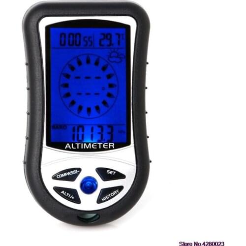 2021 New Digital 8 in 1 LCD Compass Barometer Altimeter Thermo Temperature Clock Calendar
