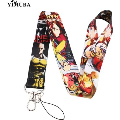 Japanese Anime One Punch Man Lanyards Keychain Cool Printed Webbing Neck Strap ID Card Gym Pass Badge Holder Hanging Rope Lariat