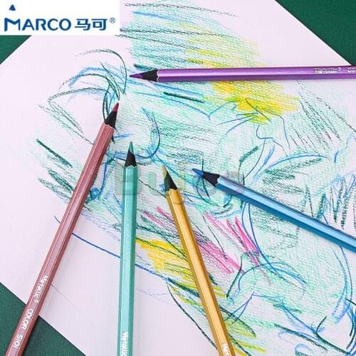 Marco Colorful Pencils 6-color Colored Pencils, Students Use Art Painting and Coloring Brush Set, Metal Color Art Supplies