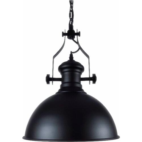 D310mmX250mm black iron glass shade with iron chain heavy pendant lamp quality lighting fixture edison industrial hanging light