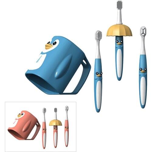 Children Toothbrush Set Ten Thousand Hair Brush Silicone Soft Bristle Toothbrush With Cup Oral Brush Head for Children