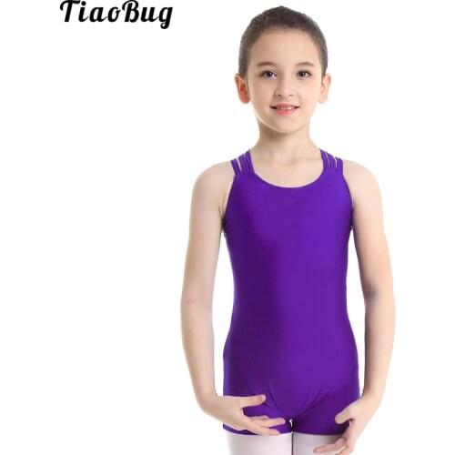 TiaoBug Kids Girls Sleeveless Strappy Ballet Dance Gymnastics Leotard Jumpsuit Bodysuit For 5 To 14 years Children