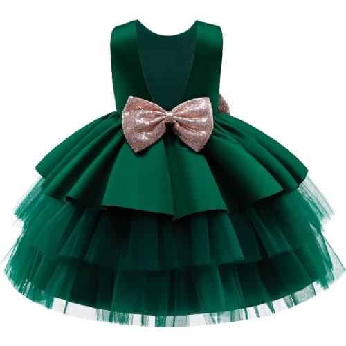 Girls Birthday Party Formal Dress Sequin Bow Christmas Wedding Dress For Girl Children Princess Dress 3-10 Years Vestidos