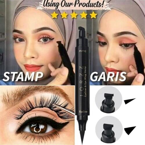 Double-Headed Seal Black Eyeliner Triangle Seal Eyeliner Waterproof Fast Dry Eyes Makeup Eyeliner Pen Eyeliner Stamp Makeup Tool