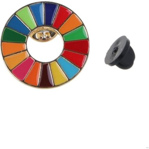 Enamal 17 Colors Sustainable Development Goals Brooch United Nations SDGs Pin Badge Fashion Rainbow Pins For Women Men