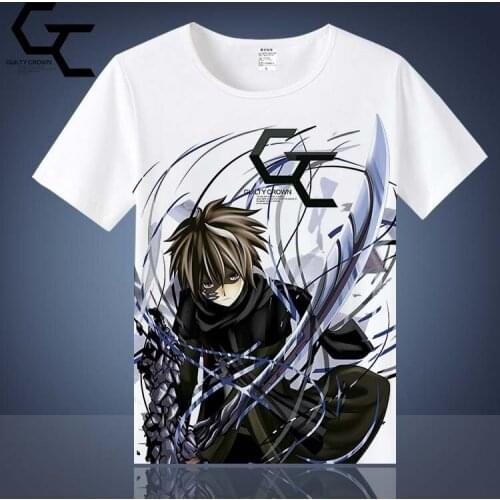 Japanese Anime Guilty Crown Cosplay T Shirt OUMA SHU YUZURIHA INORI Printed Summer T-Shirt Cartoon Top Tee Costume tshirt