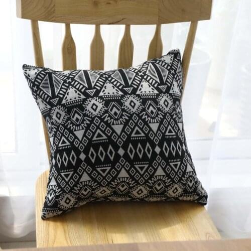 60x60cm Geometric pillow black and white simple jacquard cotton and linen cushion without core pillow covers