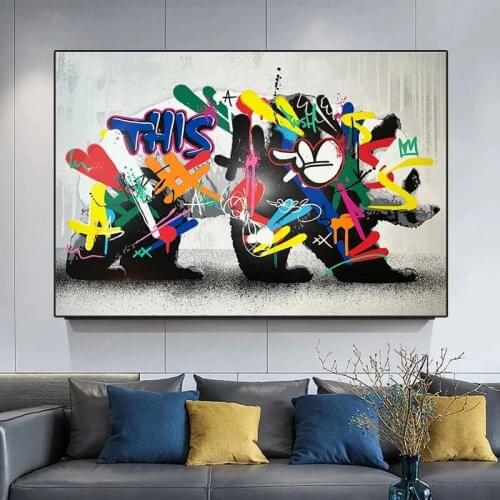 Graffiti Art Panda Animal Abstract Painting Poster Printmaking HD Pictures Printed on Canvas Used for Room Home Decor Wall Art
