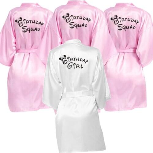 Birthday Girl&Squad Robes Birthday Party Kimono Robe Women Best Friend Pajamas Champagne Gift Robes Sleepwear Preparewear