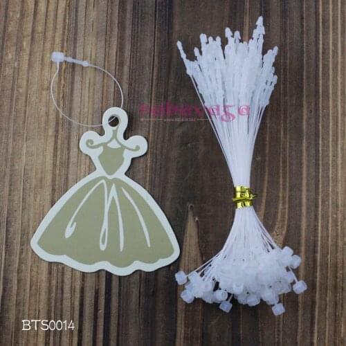 100PCS Gold Dress Cardstock Clothing Label Hang Price Tag Blank Back Dress Card With Plastic Pins