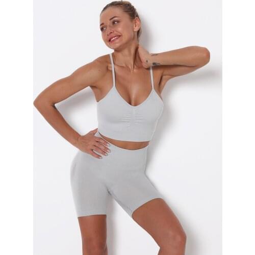 Seamless Yoga Set Women Gym Clothing Fitness Suit Long Sleeve High Waist Leggings Sport Bra Shorts Suit 2/3pcs
