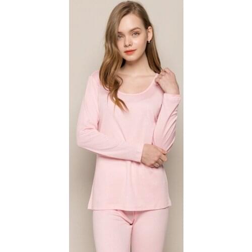 Thickened silk wool thermal underwear set womens mulberry silk knitting bottoming autumn clothes and autumn pants 7077