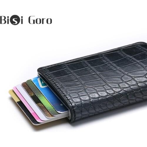 BISI GORO 2020 Men PU Leather High Quality Credit Card Holder Multifunctional Mini Purse Fashion Slim ID Card Case Card Wallet
