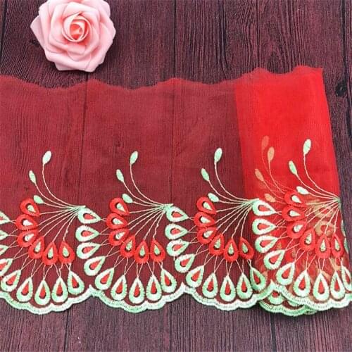 18cm width flowers embroidered Lace Trimming Tassel Fringe Latin stage dance skirts dress garments doll Accessories GH122