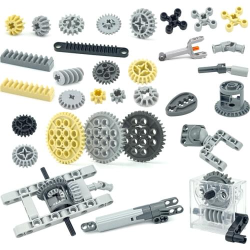 MOC Bricks Technical 92693 Gear Parts Worm Rack Classic 32494 Accessories Creator Train Car Crane Model DIY 3649 Building Blocks