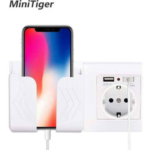 Minitiger Wall Socket Phone Holder Smartphone Accessories Stand Support For Mobile Phone Apple Samsung Huawei Phone Holder