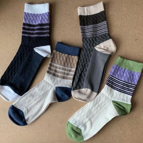 Crew cotton mens socks in off white with keelless pattern long socks men socks with high quality in block color AU