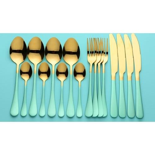 Lingeafey Stainless Steel Cutlery Tableware Forks Knives Spoons Dinnerware Set Fork Spoon Knife Set 16 Pcs Reusable Dropshipping