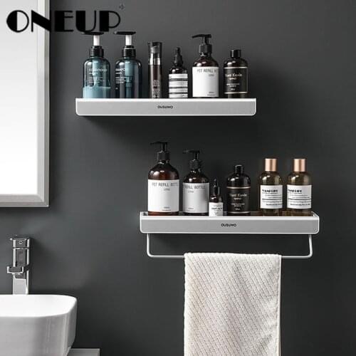 ONEUP Wall Mount Storage Rack For Bathroom Kitchen Shower Shelf Towel Rack Organizer Bathroom Accessories Drainable Shelves