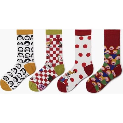 FRALOSHA Cute Child Fun Funny Cartoon Socks Red Head Dessert Harajuku Happy Skateboard Street Hip Hop Retro Casual Socks