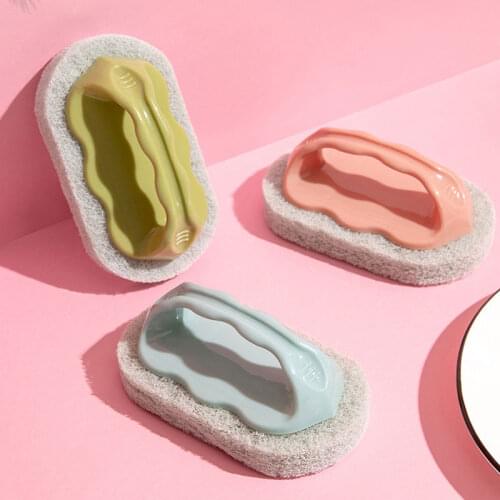 New Handle Cleaning Brush Melamine Eraser Magic Sponge DIY Cleaning Sponge For Cleaning Shower Bathroom Pot Dishwashing Brush