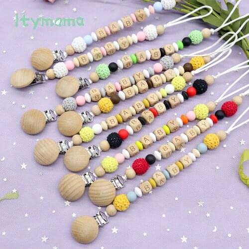 New DIY Cartoon Cute Koala Silicone Pattern Wooden Personalized Name Baby Pacifier Clips Chain BPA Free Child Holder Gift