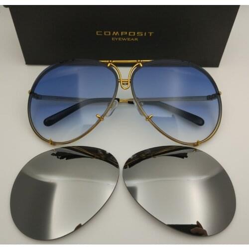 New 2018 Composit Brand C8478 Replaceable lens Anti Reflective Men Sun Glasses Fashion Oval Alloy CR39 Women Gradient Sunglasses